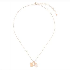 Druzy hexagon and cactus double necklace